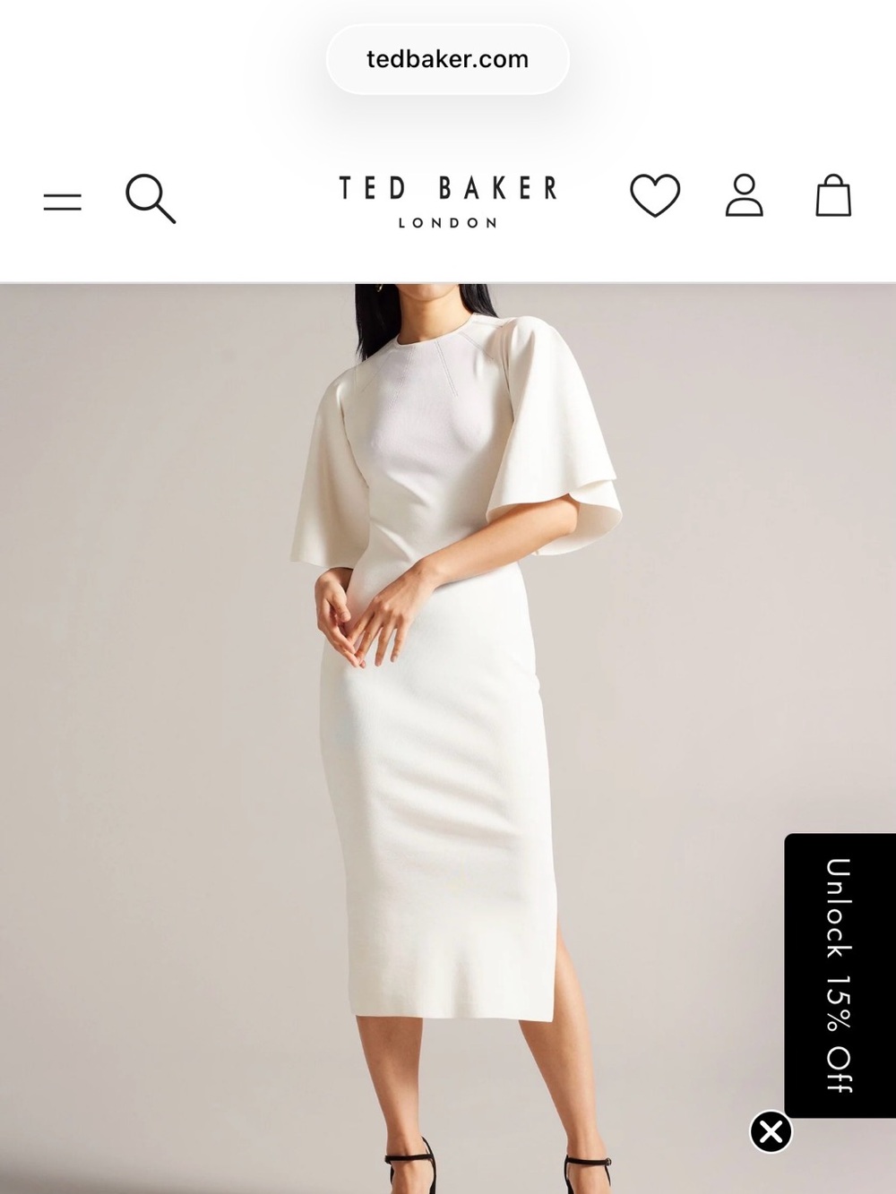 Ted Baker Cream Flutter-Sleeve Midi Dress